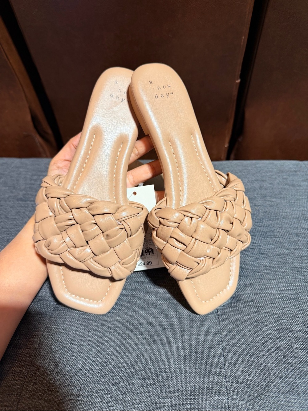 A New Day Carissa Black Woven Braided Slide Sandals [size 61/2] - Picture 3 of 6